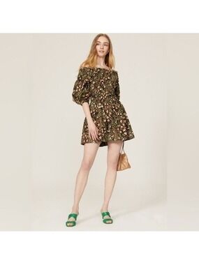 NWT. A.L.C. Maya Puff Sleeve Printed Mini Dress Size 4